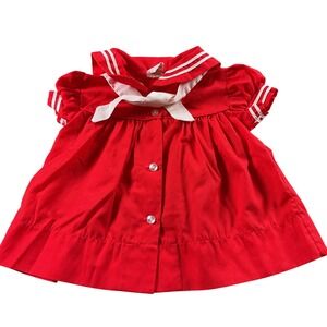 Vintage Bryan Red Sailor Dress Toddler Girl Medium‎ Nautical Retro Style